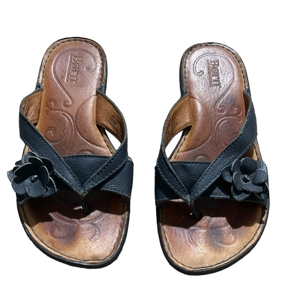 Born Leather Flip Flop Thong Sandals Brown Black Size 7 - Picture 2 of 7
